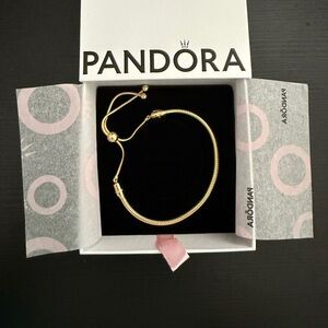 Pandora snake chain slider bracelet - 14k gold plated - brand new